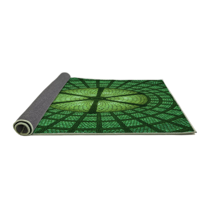 Thickness of Patterned Deep Emerald Green Rug, pat1562grn