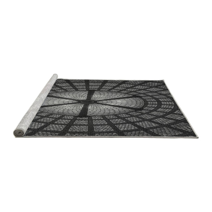 Sideview of Machine Washable Transitional Charcoal Black Rug, wshpat1562gry