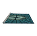 Sideview of Machine Washable Transitional Deep Teal Green Rug, wshpat1562lblu