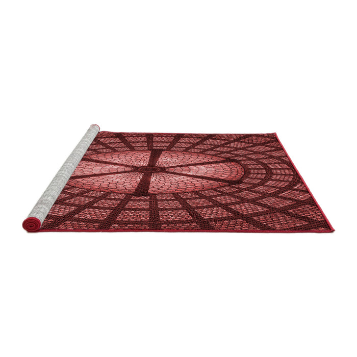 Sideview of Machine Washable Transitional Dark Red Rug, wshpat1562rd