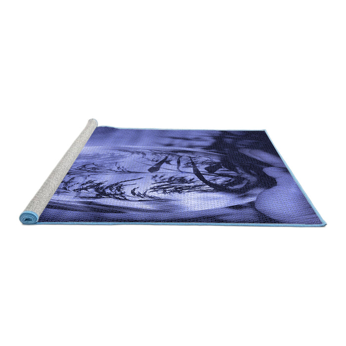 Sideview of Machine Washable Transitional Light Slate Blue Rug, wshpat1563blu