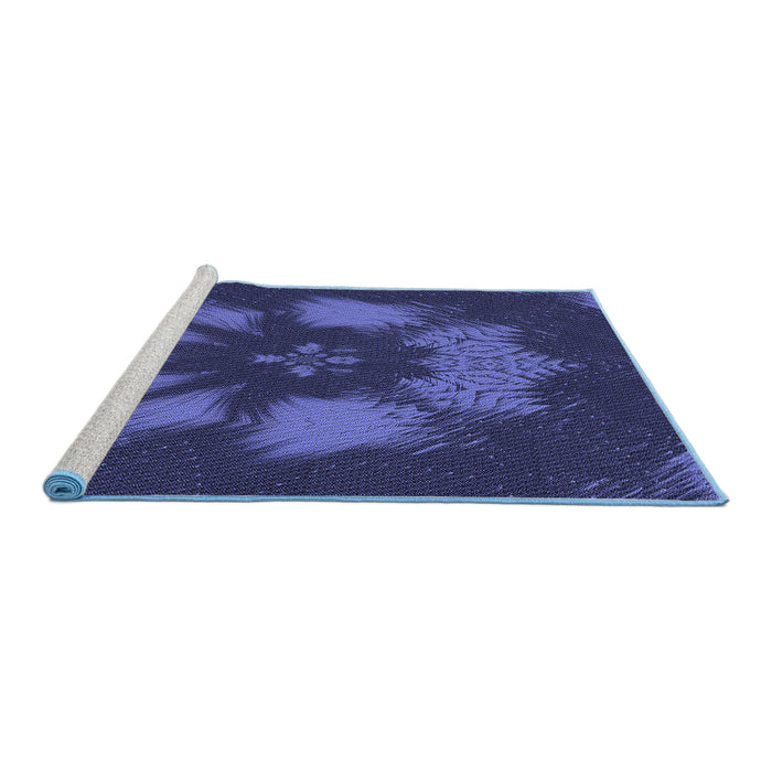 Sideview of Machine Washable Transitional Royal Blue Rug, wshpat1564blu
