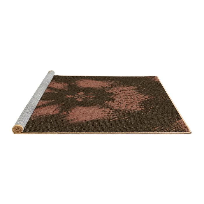 Sideview of Machine Washable Transitional Sienna Brown Rug, wshpat1564brn