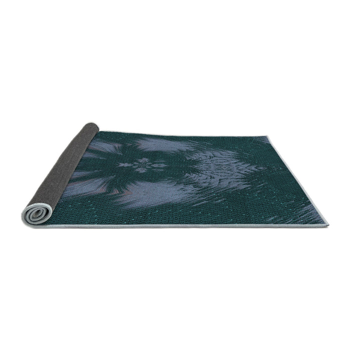 Thickness of Patterned Deep Teal Green Rug, pat1564lblu