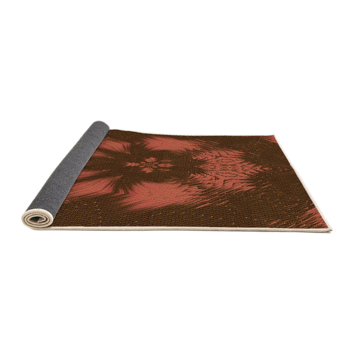 Thickness of Patterned Mahogany Brown Rug, pat1564org