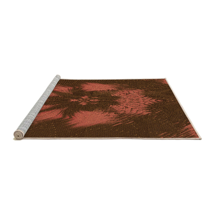 Sideview of Machine Washable Transitional Mahogany Brown Rug, wshpat1564org