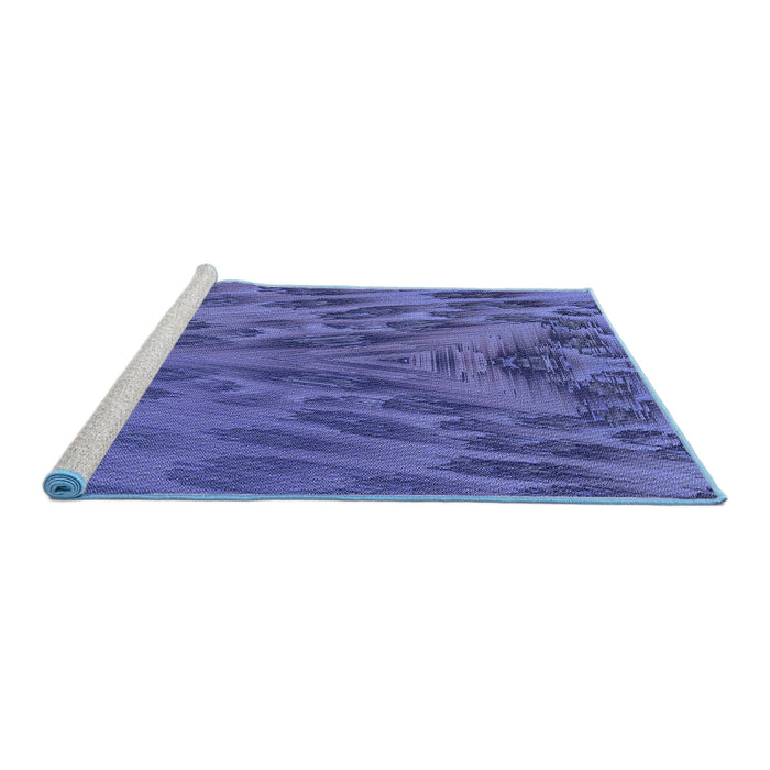 Sideview of Machine Washable Transitional Light Slate Blue Rug, wshpat1565blu