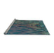 Sideview of Machine Washable Transitional Deep-Sea Green Rug, wshpat1565lblu