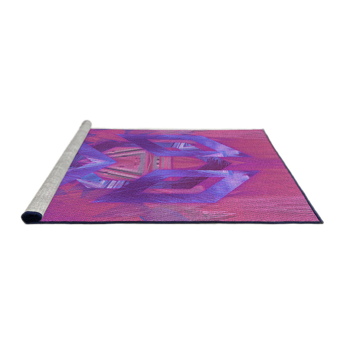 Sideview of Machine Washable Transitional Magenta Pink Rug, wshpat1566pur