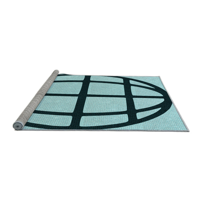 Sideview of Machine Washable Transitional Blue Rug, wshpat1567lblu