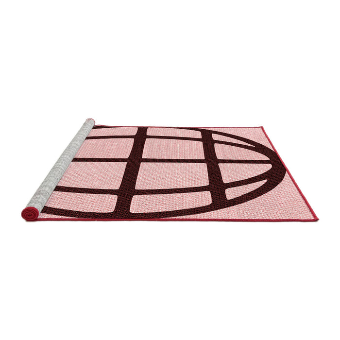 Sideview of Machine Washable Transitional Brown Red Rug, wshpat1567rd