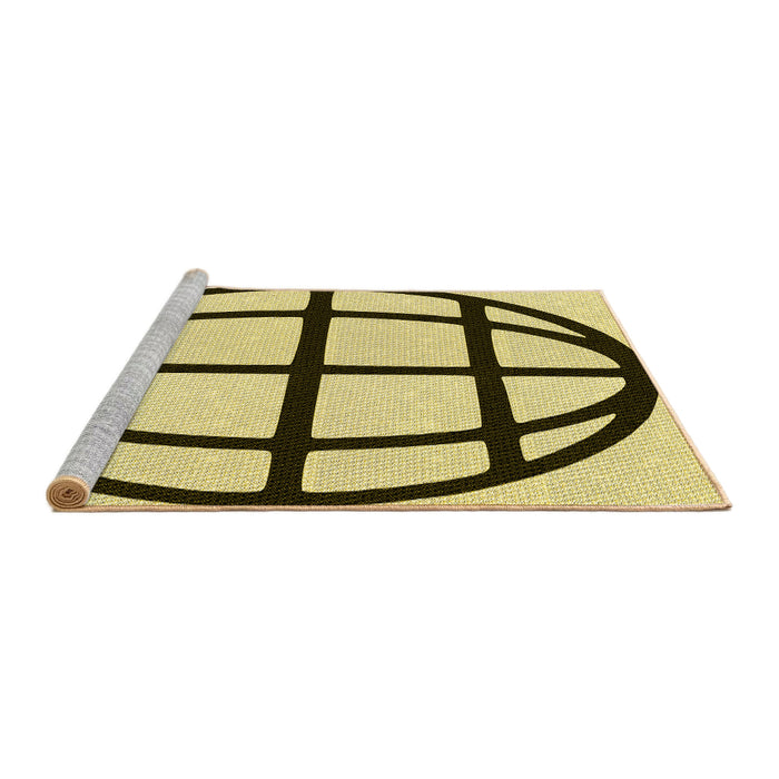 Sideview of Machine Washable Transitional Mustard Yellow Rug, wshpat1567yw