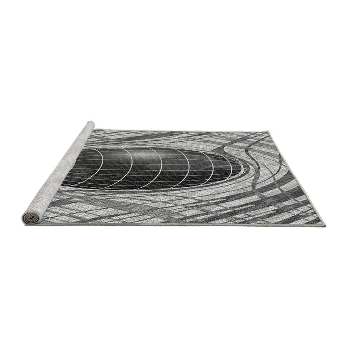 Sideview of Machine Washable Transitional Silver Gray Rug, wshpat1568gry