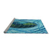 Sideview of Machine Washable Transitional Blue Rug, wshpat1568lblu