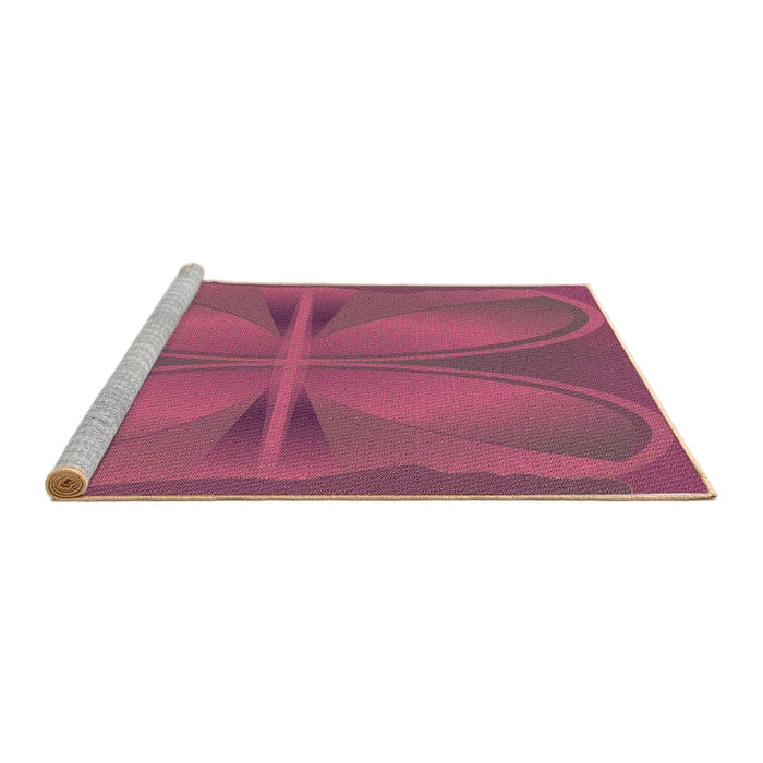 Sideview of Machine Washable Transitional Pink Violet Pink Rug, wshpat1569brn