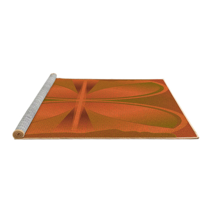 Sideview of Machine Washable Transitional Neon Orange Rug, wshpat1569yw