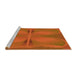 Sideview of Machine Washable Transitional Neon Orange Rug, wshpat1569yw