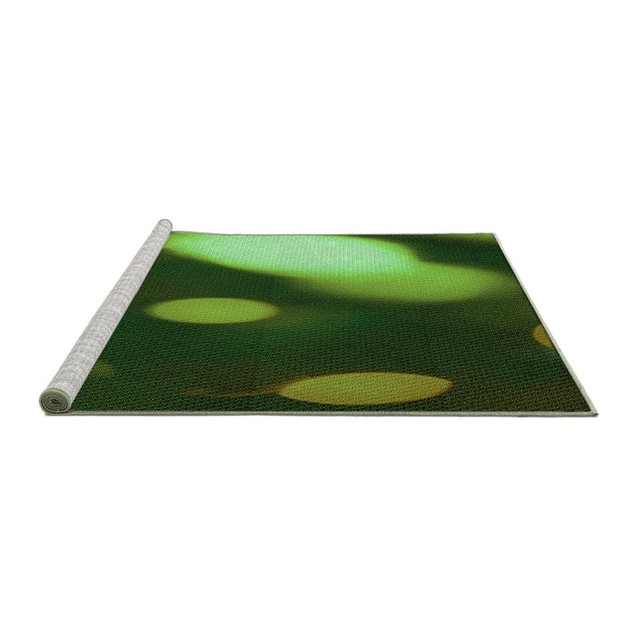 Sideview of Machine Washable Transitional Dark Forest Green Rug, wshpat157grn