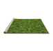 Sideview of Machine Washable Transitional Seaweed Green Rug, wshpat1571grn