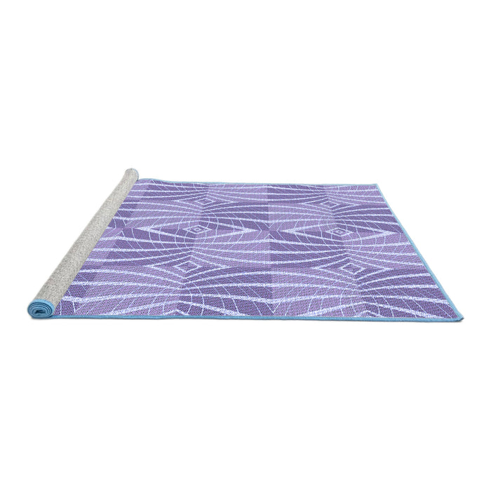 Sideview of Machine Washable Transitional Blue Rug, wshpat1572blu