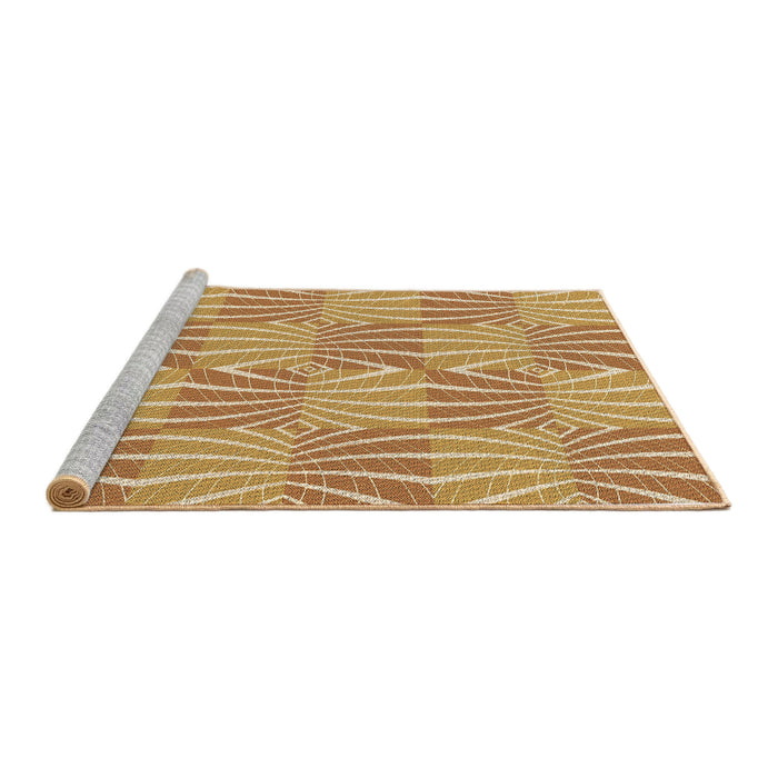 Sideview of Machine Washable Transitional Yellow Orange Rug, wshpat1572brn