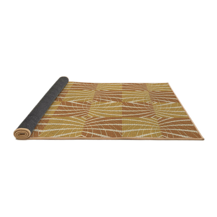 Thickness of Patterned Yellow Orange Rug, pat1572brn