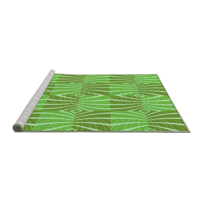 Sideview of Machine Washable Transitional Green Rug, wshpat1572grn