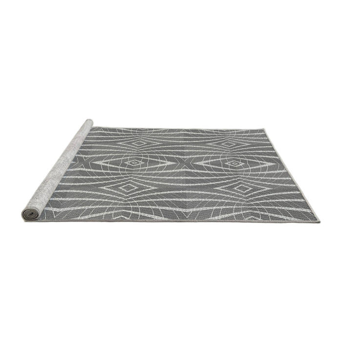 Sideview of Machine Washable Transitional Smokey Gray Rug, wshpat1572gry