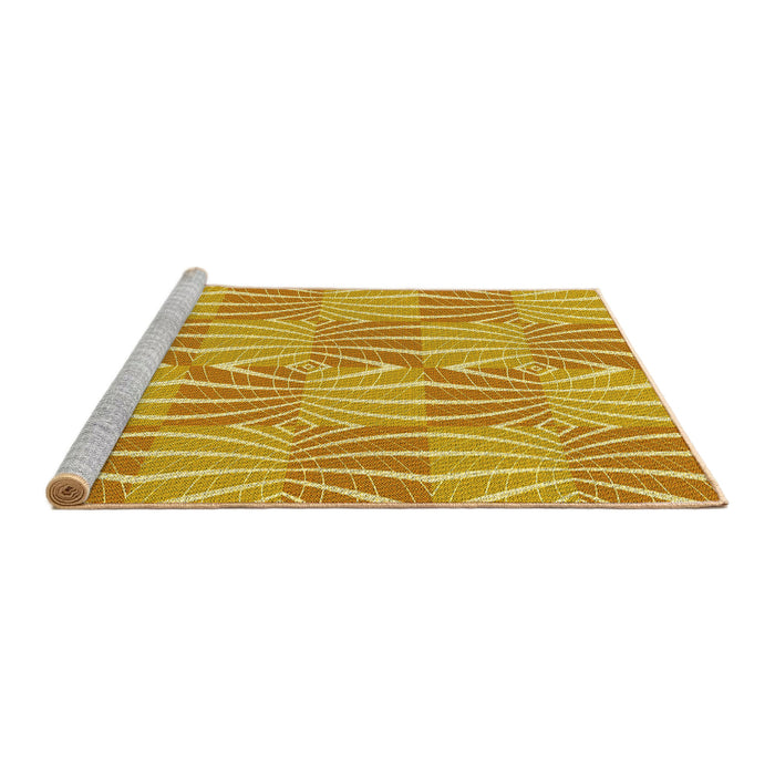 Sideview of Machine Washable Transitional Neon Orange Rug, wshpat1572yw