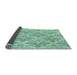 Thickness of Patterned Aquamarine Green Rug, pat1573lblu