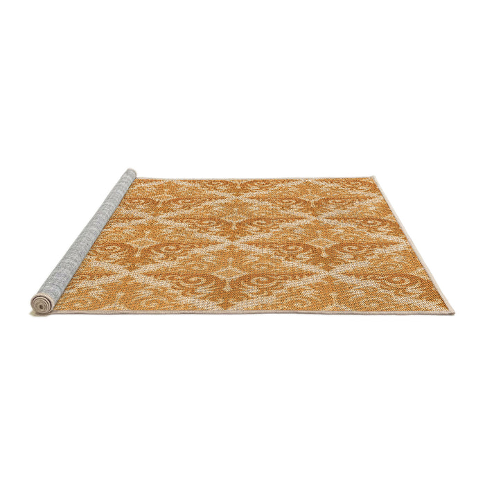 Sideview of Machine Washable Transitional Yellow Orange Rug, wshpat1573org