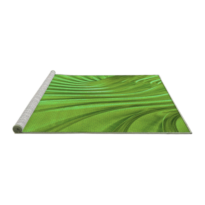 Sideview of Machine Washable Transitional Emerald Green Rug, wshpat1575grn