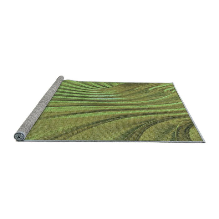 Sideview of Machine Washable Transitional Yellow Green Rug, wshpat1575lblu