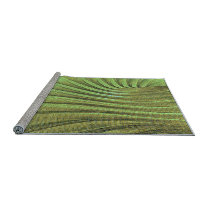 Sideview of Machine Washable Transitional Yellow Green Rug, wshpat1576lblu