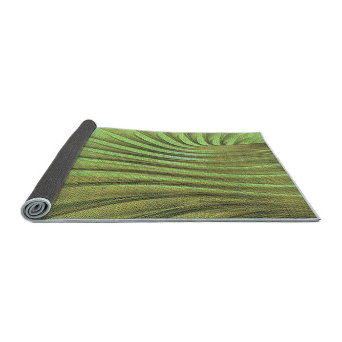 Thickness of Patterned Yellow Green Rug, pat1576lblu