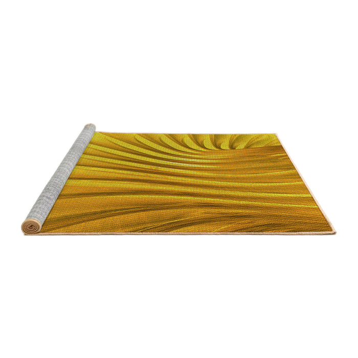 Sideview of Machine Washable Transitional Deep Yellow Rug, wshpat1576yw