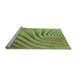 Sideview of Machine Washable Transitional Yellow Green Rug, wshpat1577lblu