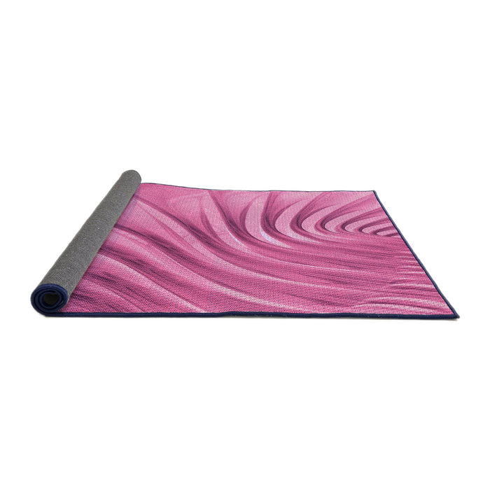 Thickness of Patterned Deep Pink Rug, pat1577pur