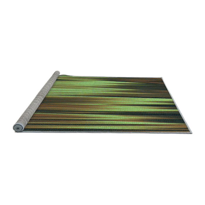 Sideview of Machine Washable Transitional Yellow Green Rug, wshpat1579lblu