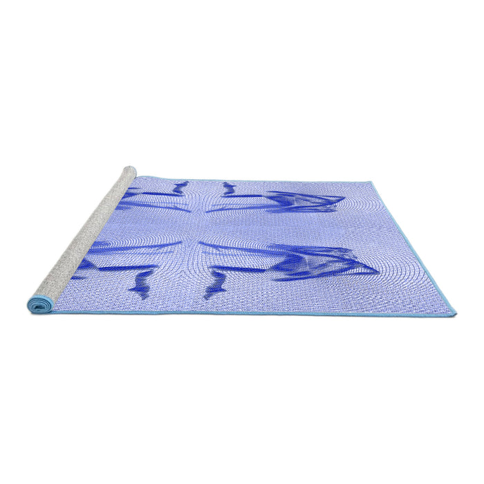 Sideview of Machine Washable Transitional Light Slate Blue Rug, wshpat158blu