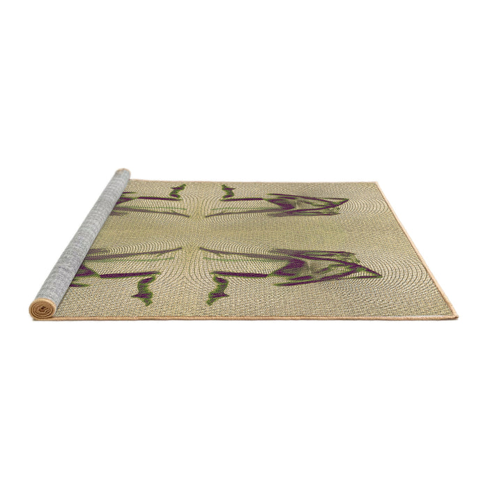Sideview of Machine Washable Transitional Dark Gold Brown Rug, wshpat158brn