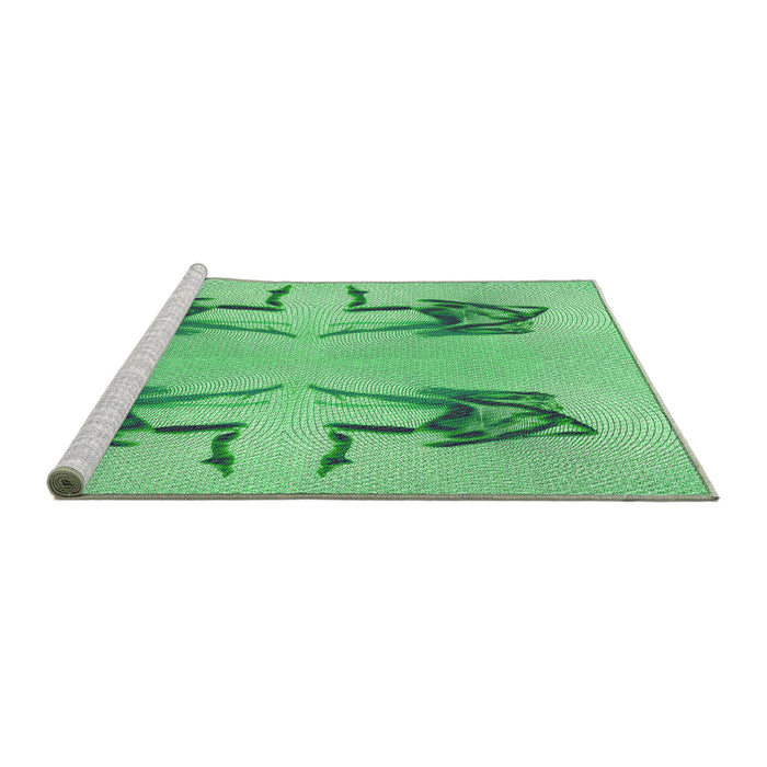 Sideview of Machine Washable Transitional Jade Green Rug, wshpat158grn