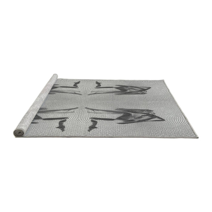 Sideview of Machine Washable Transitional Gray Rug, wshpat158gry