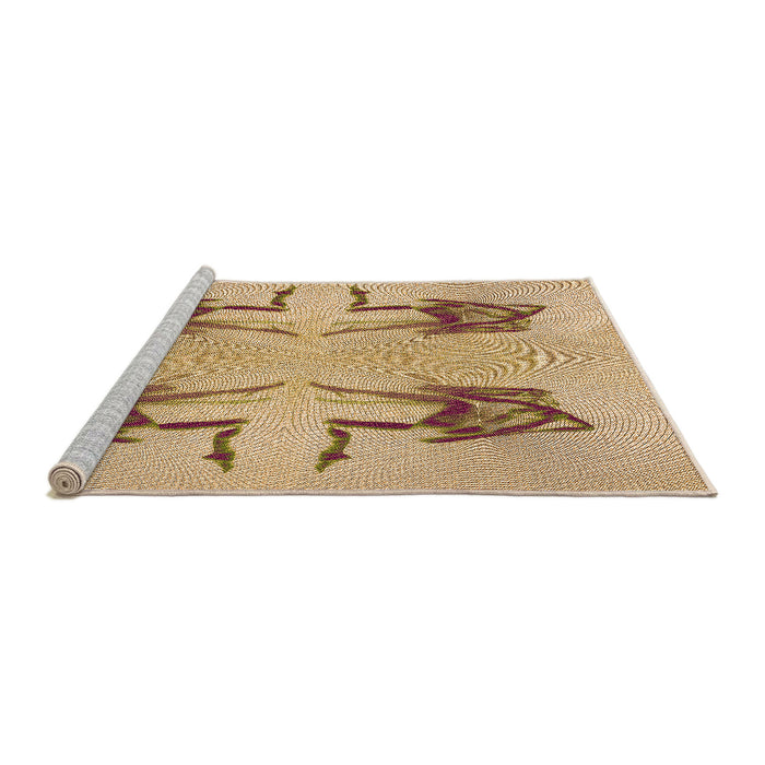 Sideview of Machine Washable Transitional Yellow Rug, wshpat158org