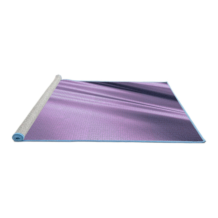 Sideview of Machine Washable Transitional Bright Lilac Purple Rug, wshpat1580blu