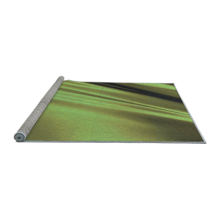 Sideview of Machine Washable Transitional Yellow Green Rug, wshpat1580lblu