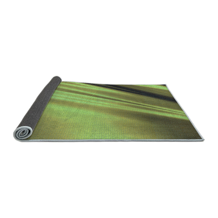 Thickness of Patterned Yellow Green Rug, pat1580lblu