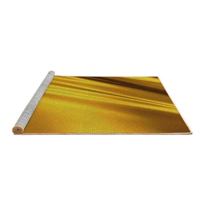 Sideview of Machine Washable Transitional Deep Yellow Rug, wshpat1580yw