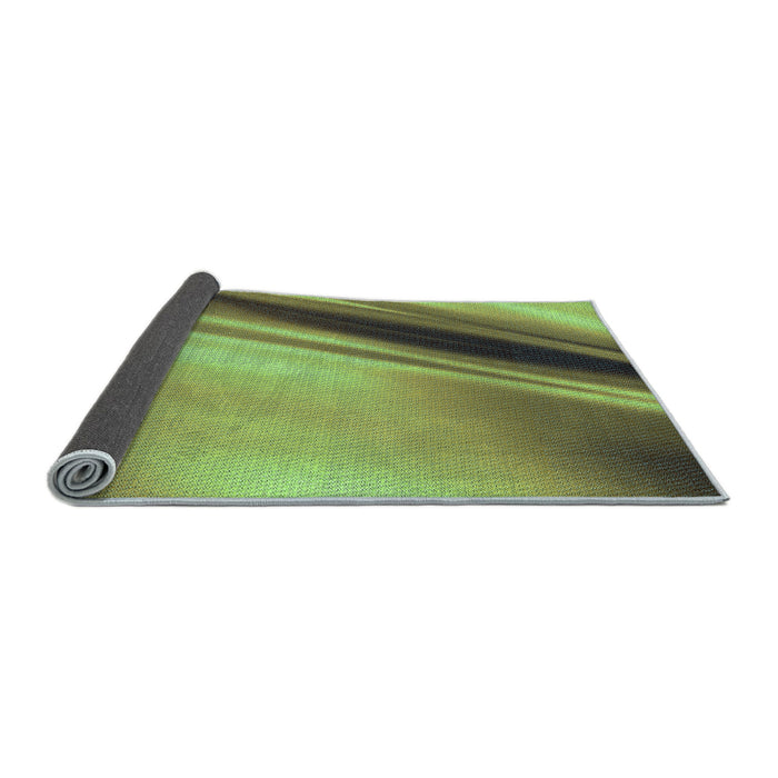 Thickness of Patterned Yellow Green Rug, pat1581lblu