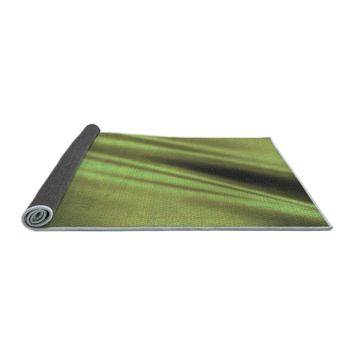 Thickness of Patterned Yellow Green Rug, pat1582lblu